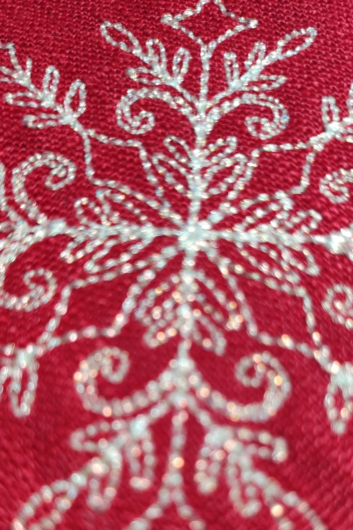 Vánoční lněný běhoun - Třpytivá vločka