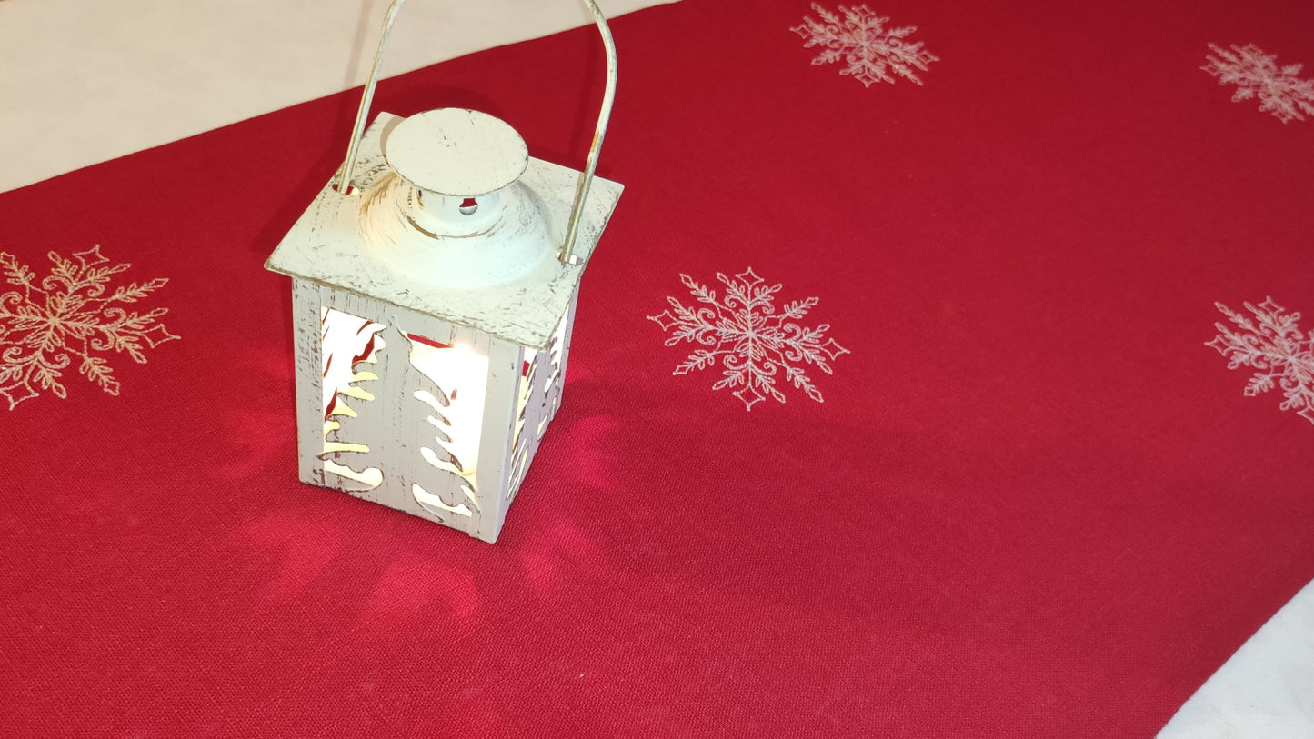 Vánoční lněný běhoun - Třpytivá vločka