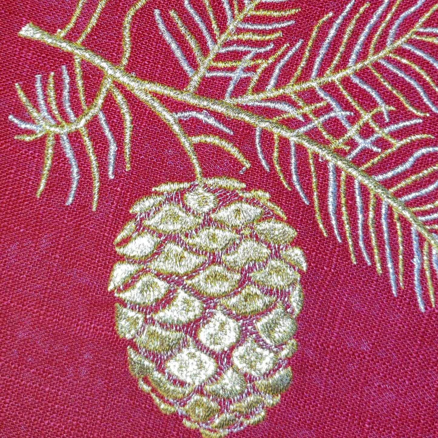 Vánoční lněný ubrousek - Zlatá šiška