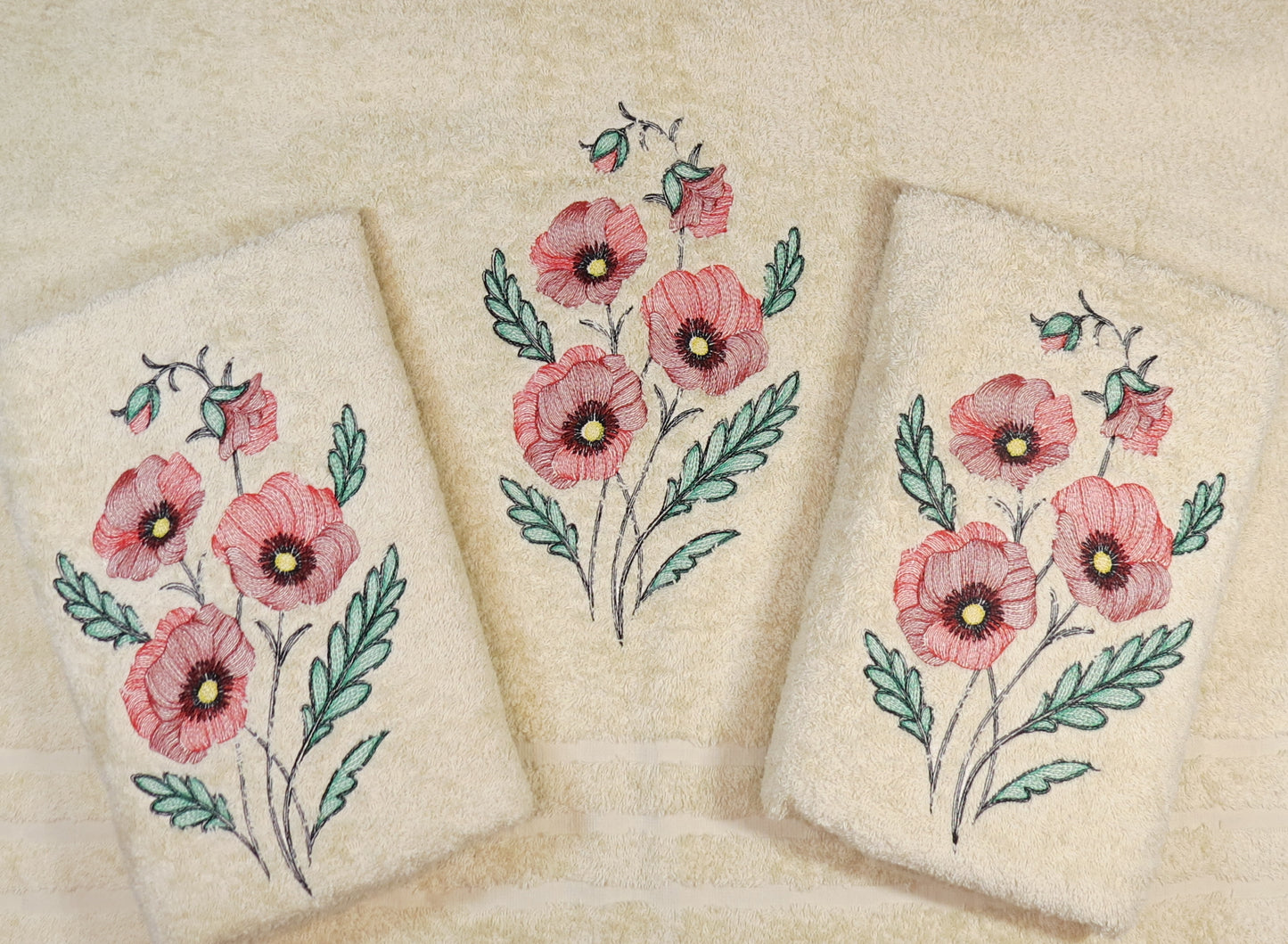 Béžová sada ručníků - Vlčí mák